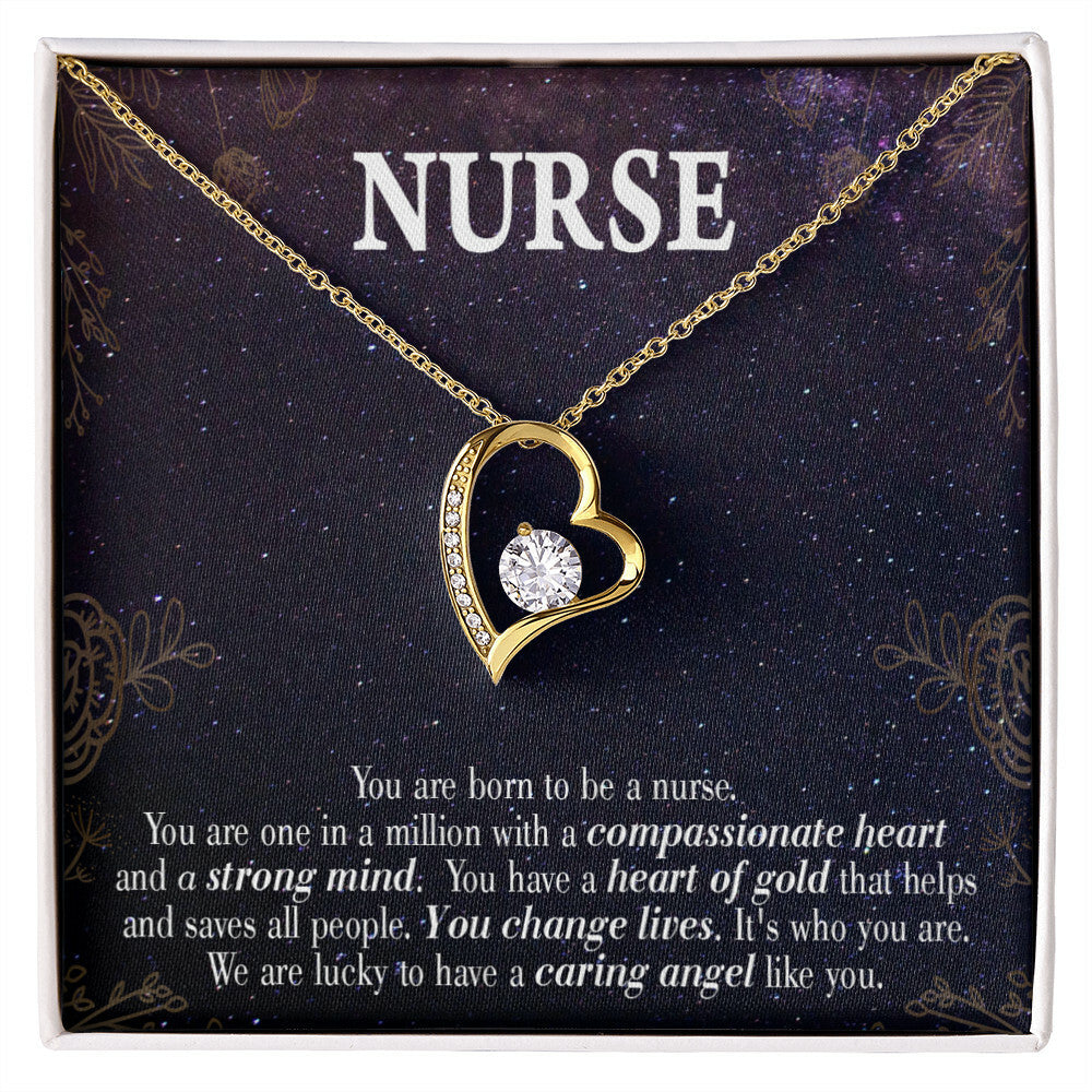 Caring Angel Nurse Healthcare Medical Worker Nurse Appreciation Gift Forever Necklace w Message Card-Express Your Love Gifts