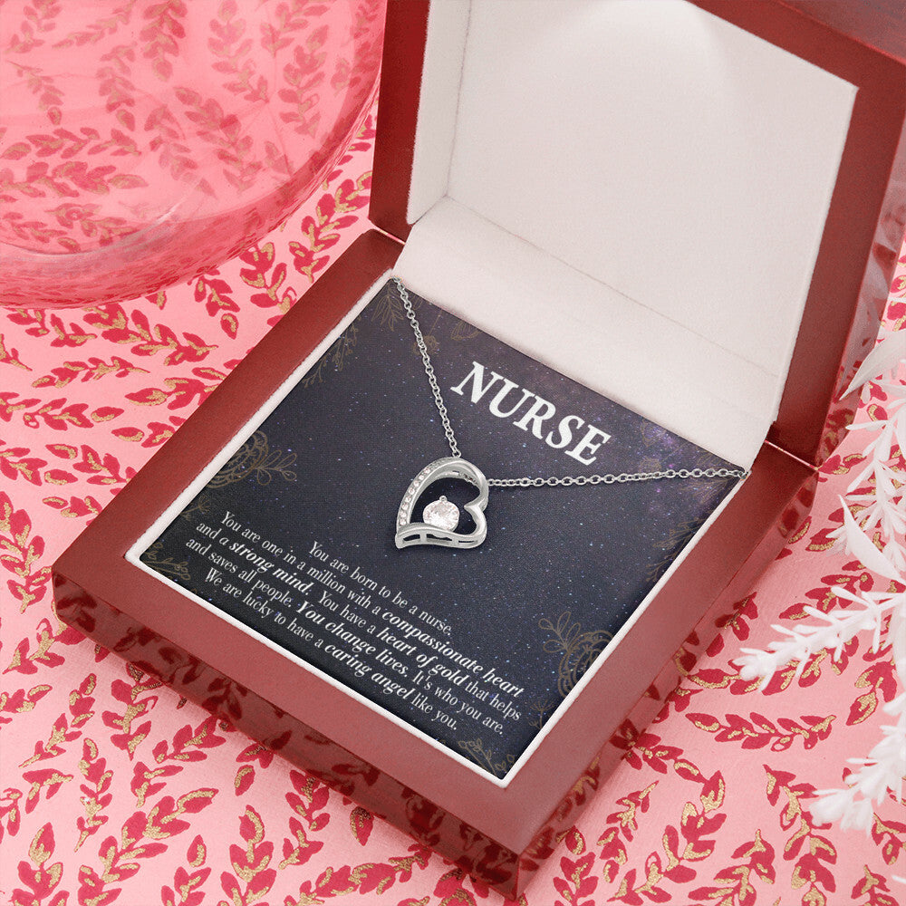 Caring Angel Nurse Healthcare Medical Worker Nurse Appreciation Gift Forever Necklace w Message Card-Express Your Love Gifts