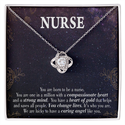 Caring Angel Nurse Healthcare Medical Worker Nurse Appreciation Gift Infinity Knot Necklace Message Card-Express Your Love Gifts