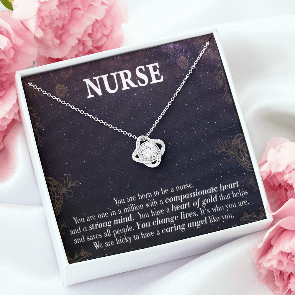 Caring Angel Nurse Healthcare Medical Worker Nurse Appreciation Gift Infinity Knot Necklace Message Card-Express Your Love Gifts