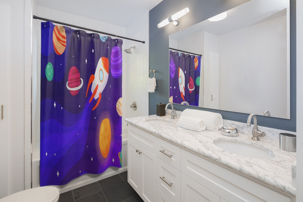 Cartoon Galaxy Background Stylish Design 71" x 74" Elegant Waterproof Shower Curtain for a Spa-like Bathroom Paradise Exceptional Craftsmanship-Express Your Love Gifts