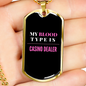 Casino Dealer Blood Gambler Necklace Stainless Steel or 18k Gold Dog Tag 24-Express Your Love Gifts