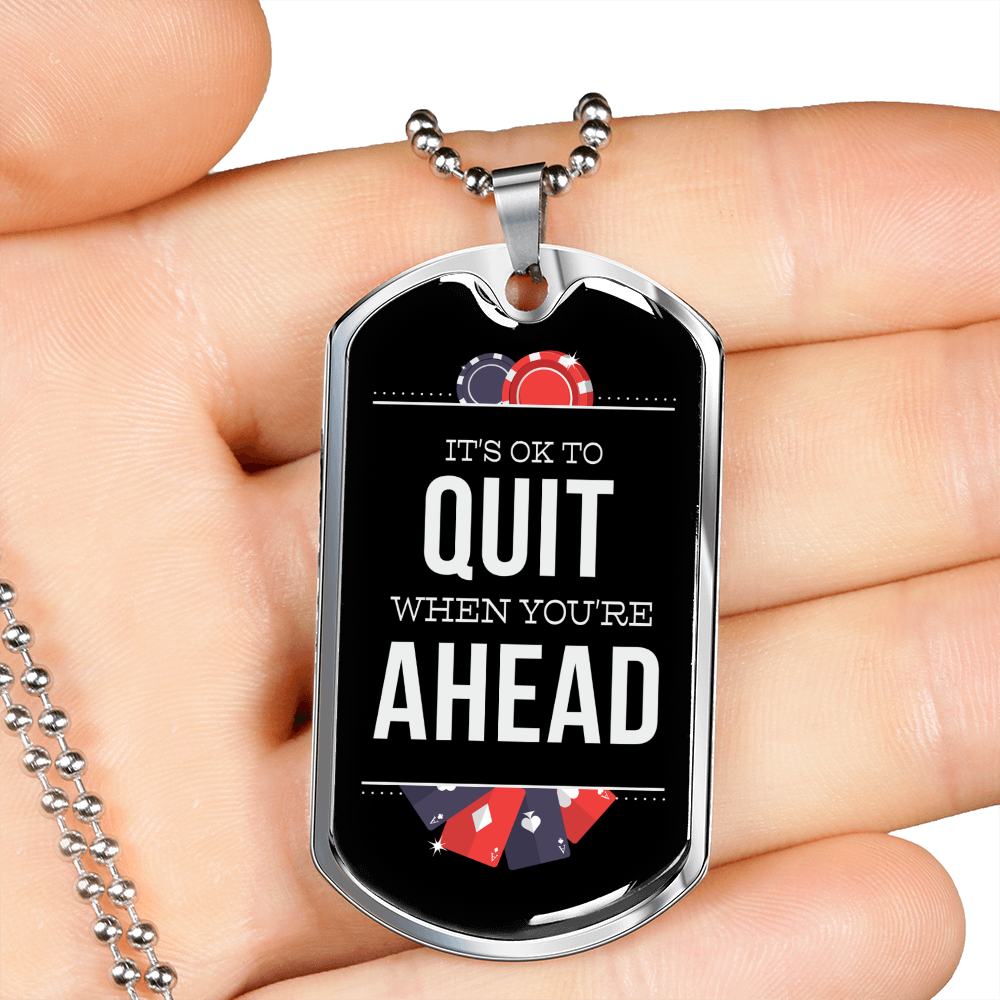 Casino Quote Gambler Necklace Stainless Steel or 18k Gold Dog Tag 24-Express Your Love Gifts