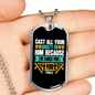 Cast Your Anxiety 1 Peter 5:7 Necklace Stainless Steel or 18k Gold Dog Tag 24" Chain-Express Your Love Gifts