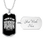 Casteth Out Fear 1 John 4:18 Necklace Stainless Steel or 18k Gold Dog Tag 24"-Express Your Love Gifts