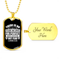 Casteth Out Fear 1 John 4:18 Necklace Stainless Steel or 18k Gold Dog Tag 24"-Express Your Love Gifts