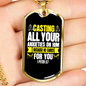 Casting All Anxieties 1 Peter 5:7 Necklace Stainless Steel or 18k Gold Dog Tag 24" Chain-Express Your Love Gifts