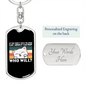 Cat About Catnip Keychain Stainless Steel or 18k Gold Dog Tag Keyring-Express Your Love Gifts