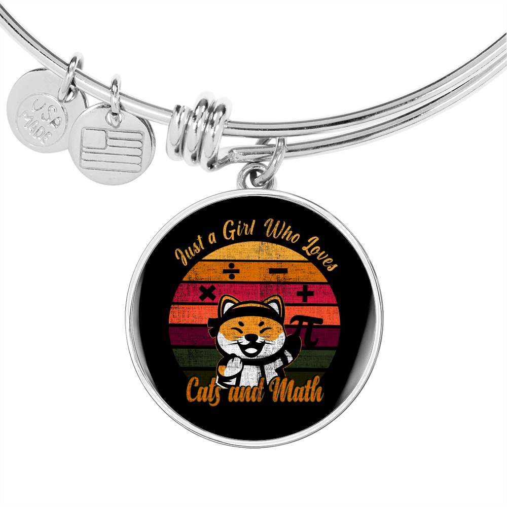 Cat And Math Bracelet Stainless Steel or 18k Gold Circle Bangle-Express Your Love Gifts