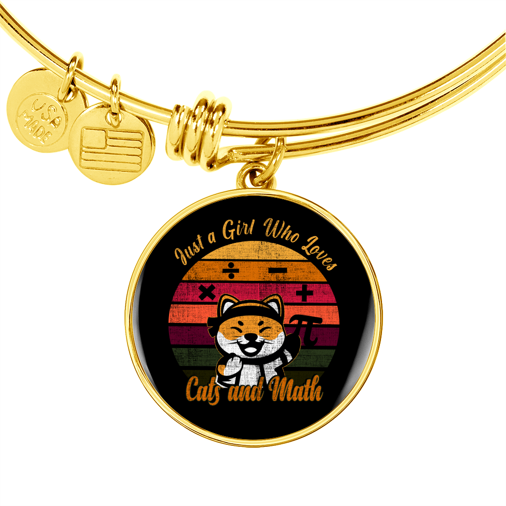 Cat And Math Bracelet Stainless Steel or 18k Gold Circle Bangle-Express Your Love Gifts