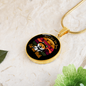 Cat And Math Circle Necklace Stainless Steel or 18k Gold 18-22"-Express Your Love Gifts