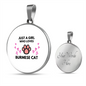 Cat Burmese Girl Circle Necklace Stainless Steel or 18k Gold 18-22-Express Your Love Gifts
