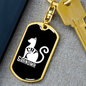 Cat Grandma Mom Keychain Stainless Steel or 18k Gold Dog Tag Keyring-Express Your Love Gifts
