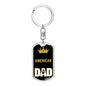 Cat Key Ring American Cat Dad King Keychain Stainless Steel or 18k Gold-Express Your Love Gifts
