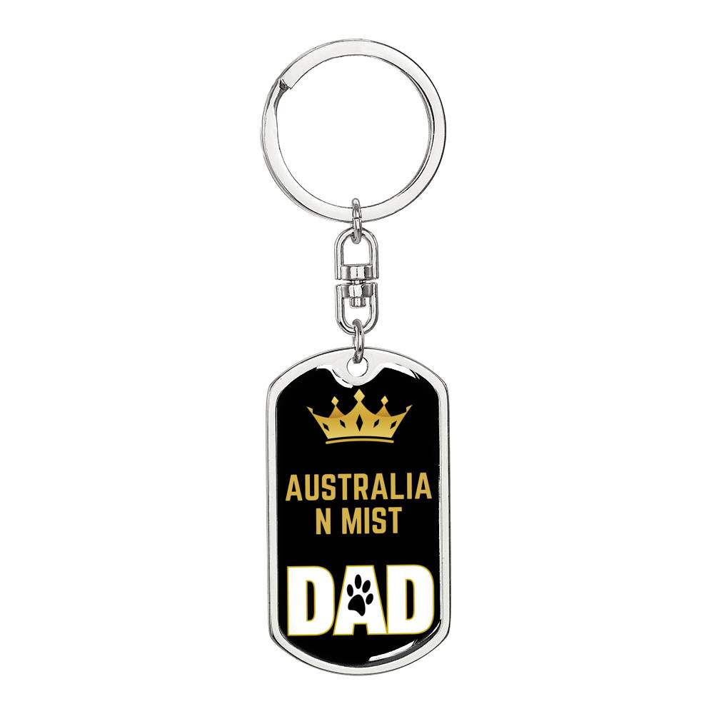 Cat Key Ring Australian Mist Cat Dad King Keychain Stainless Steel or 18k Gold-Express Your Love Gifts