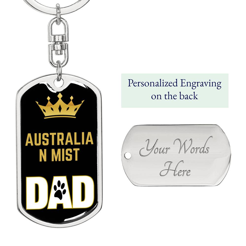 Cat Key Ring Australian Mist Cat Dad King Keychain Stainless Steel or 18k Gold-Express Your Love Gifts