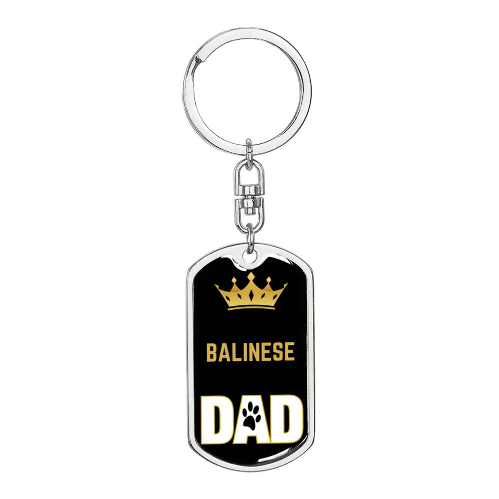 Cat Key Ring Balinese Cat Dad King Keychain Stainless Steel or 18k Gold-Express Your Love Gifts