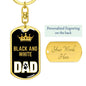 Cat Key Ring Black And White Cat Dad King Keychain Stainless Steel or 18k Gold-Express Your Love Gifts