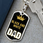 Cat Key Ring Black And White Cat Dad King Keychain Stainless Steel or 18k Gold-Express Your Love Gifts