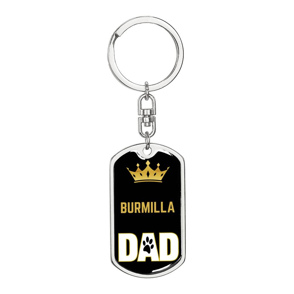 Cat Key Ring Burmilla Cat Dad King Keychain Stainless Steel or 18k Gold-Express Your Love Gifts