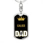 Cat Key Ring Calico Cat Dad King Keychain Stainless Steel or 18k Gold-Express Your Love Gifts