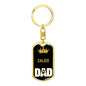 Cat Key Ring Calico Cat Dad King Keychain Stainless Steel or 18k Gold-Express Your Love Gifts