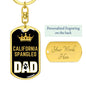 Cat Key Ring California Spangled Cat Dad King Keychain Stainless Steel or 18k Gold-Express Your Love Gifts