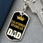 Cat Key Ring California Spangled Cat Dad King Keychain Stainless Steel or 18k Gold-Express Your Love Gifts