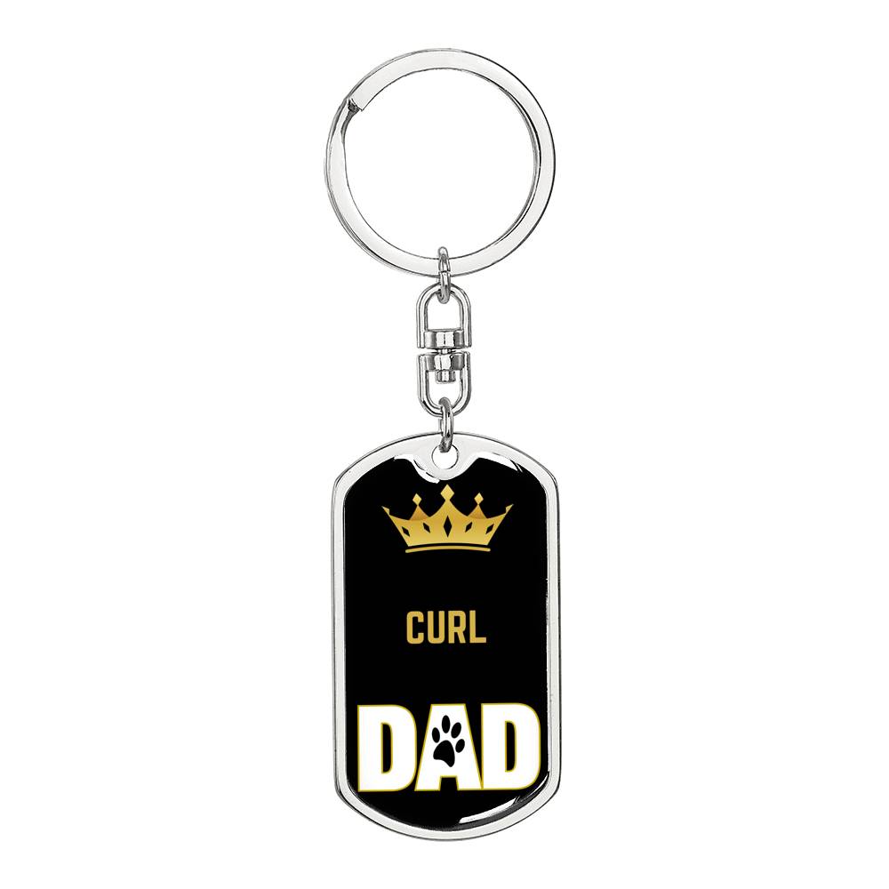 Cat Key Ring Curl Cat Dad King Keychain Stainless Steel or 18k Gold-Express Your Love Gifts