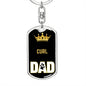 Cat Key Ring Curl Cat Dad King Keychain Stainless Steel or 18k Gold-Express Your Love Gifts