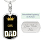 Cat Key Ring Curl Cat Dad King Keychain Stainless Steel or 18k Gold-Express Your Love Gifts