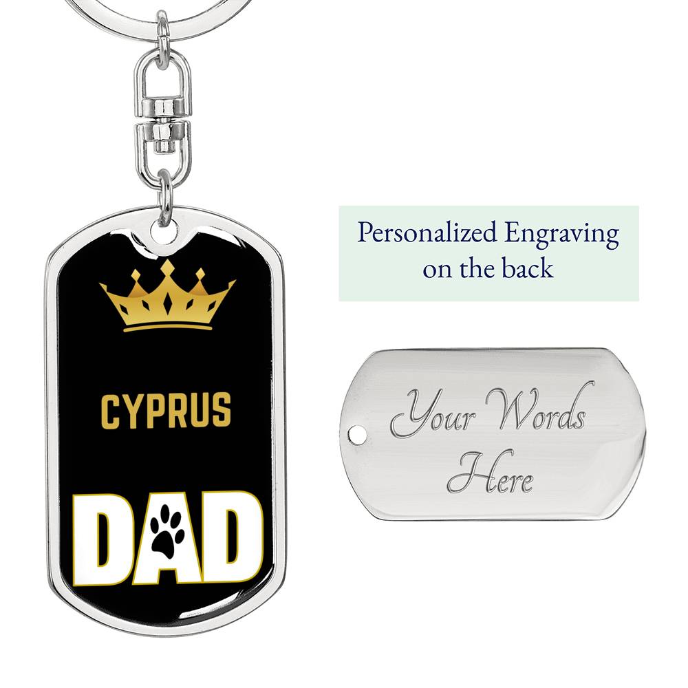 Cat Key Ring Cyprus Cat Dad King Keychain Stainless Steel or 18k Gold-Express Your Love Gifts