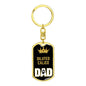 Cat Key Ring Diluted Calico Cat Dad King Keychain Stainless Steel or 18k Gold-Express Your Love Gifts