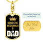 Cat Key Ring Domestic Mediumhair Cat Dad King Keychain Stainless Steel or 18k Gold-Express Your Love Gifts