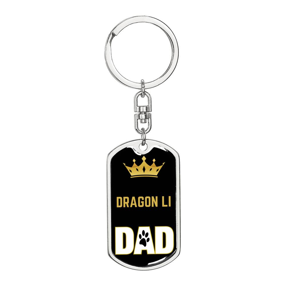 Cat Key Ring Dragon Li Cat Dad King Keychain Stainless Steel or 18k Gold-Express Your Love Gifts