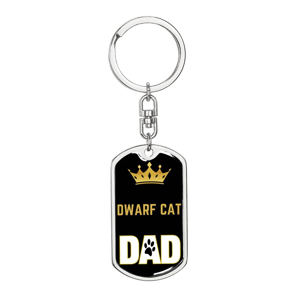 Cat Key Ring Dwarf Cat Cat Dad King Keychain Stainless Steel or 18k Gold-Express Your Love Gifts