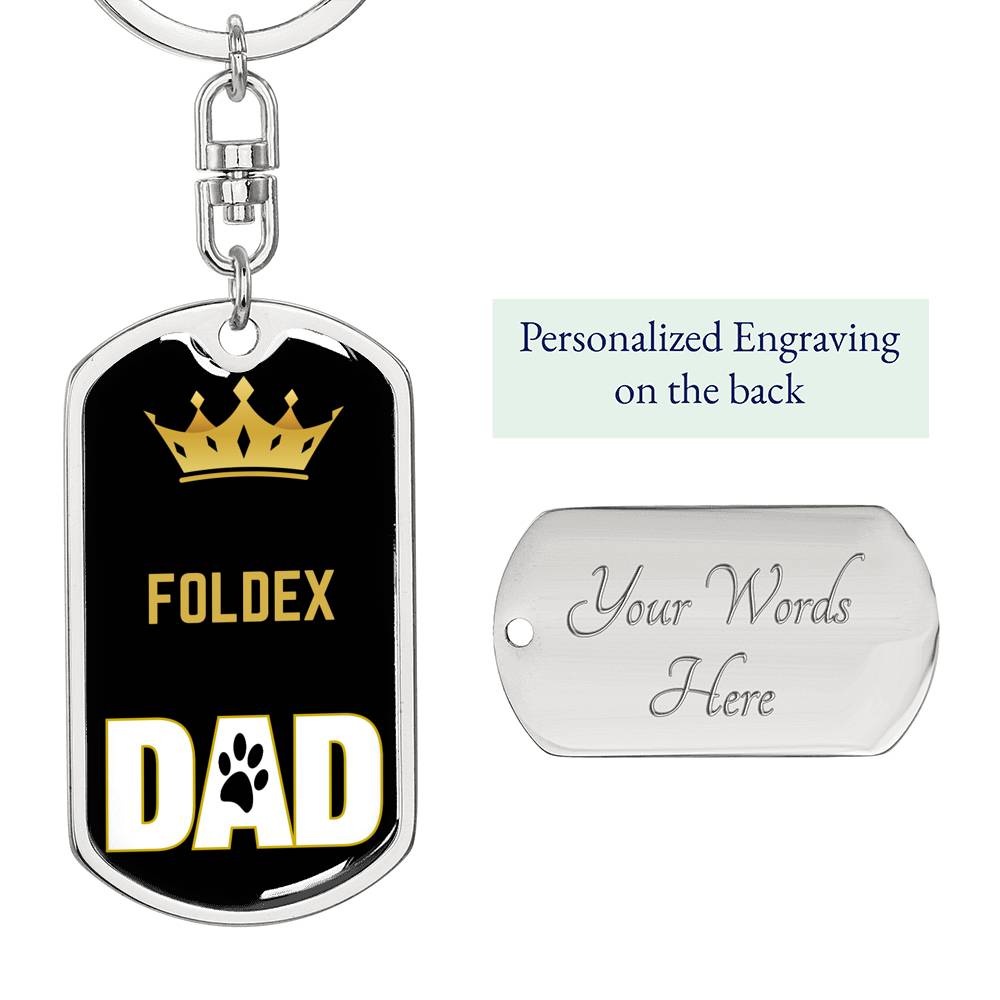Cat Key Ring Foldex Cat Dad King Keychain Stainless Steel or 18k Gold-Express Your Love Gifts