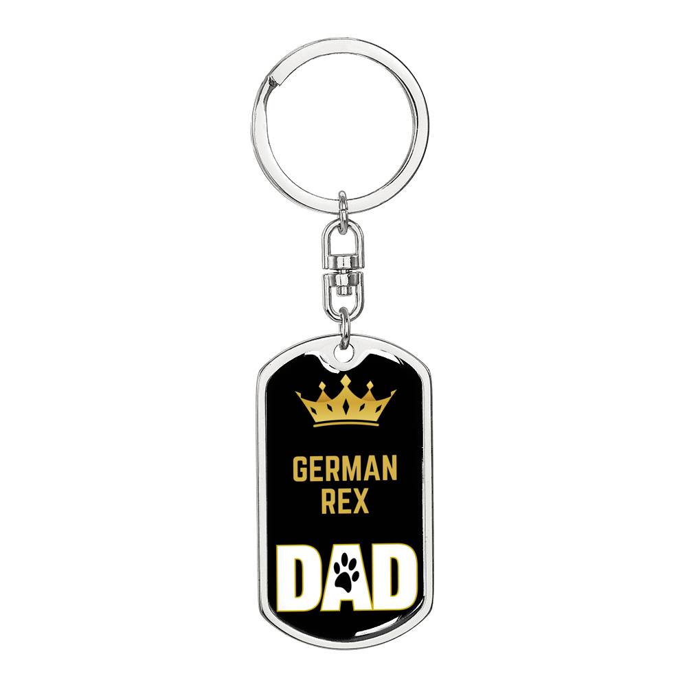 Cat Key Ring German Rex Cat Dad King Keychain Stainless Steel or 18k Gold-Express Your Love Gifts