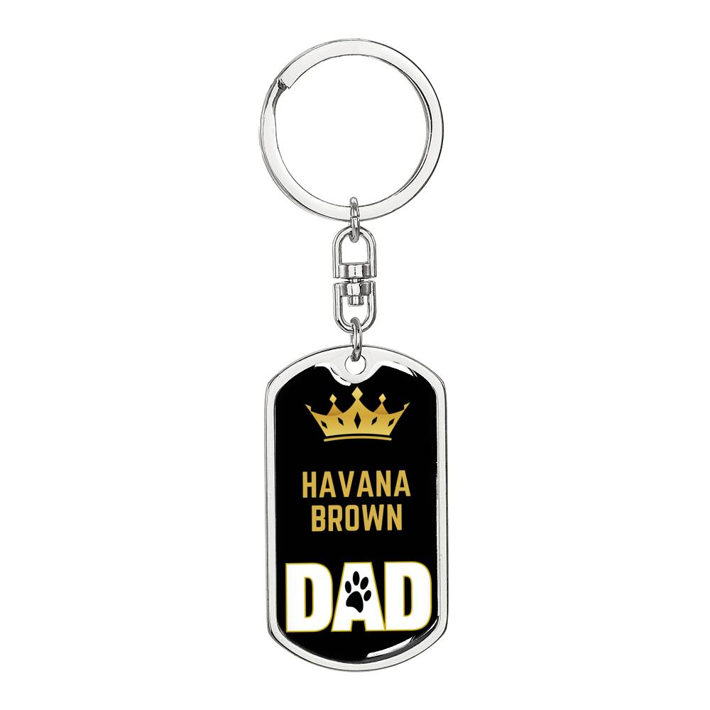 Cat Key Ring Havana Brown Cat Dad King Keychain Stainless Steel or 18k Gold-Express Your Love Gifts
