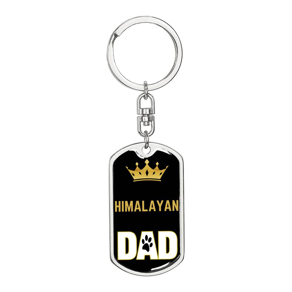 Cat Key Ring Himalayan Cat Dad King Keychain Stainless Steel or 18k Gold-Express Your Love Gifts