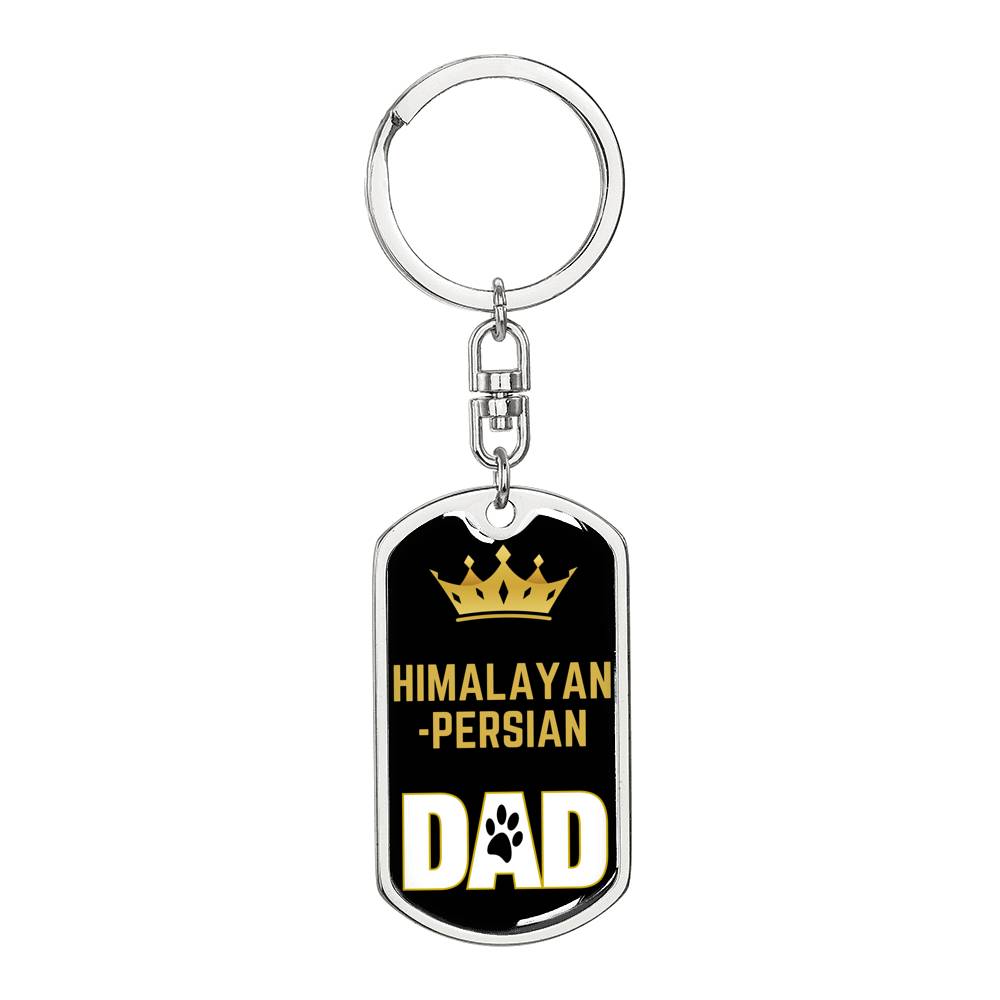 Cat Key Ring Himalayanpersian Cat Dad King Keychain Stainless Steel or 18k Gold-Express Your Love Gifts