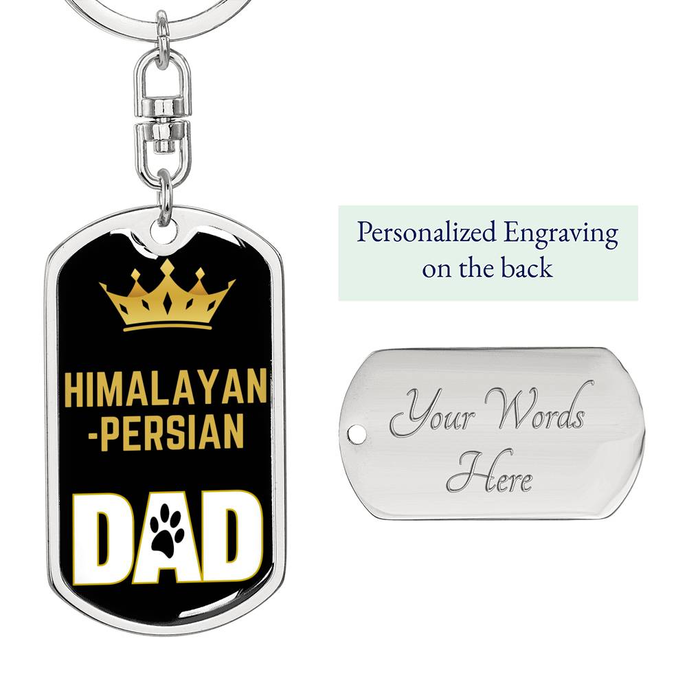 Cat Key Ring Himalayanpersian Cat Dad King Keychain Stainless Steel or 18k Gold-Express Your Love Gifts