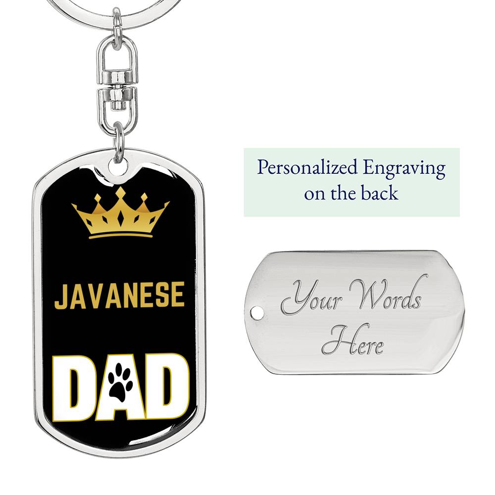Cat Key Ring Javanese Cat Dad King Keychain Stainless Steel or 18k Gold-Express Your Love Gifts