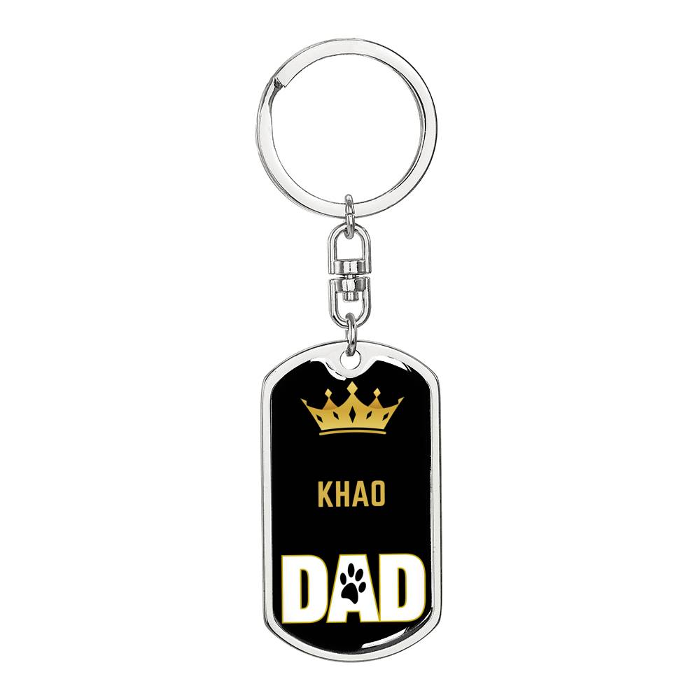 Cat Key Ring Khao Cat Dad King Keychain Stainless Steel or 18k Gold-Express Your Love Gifts