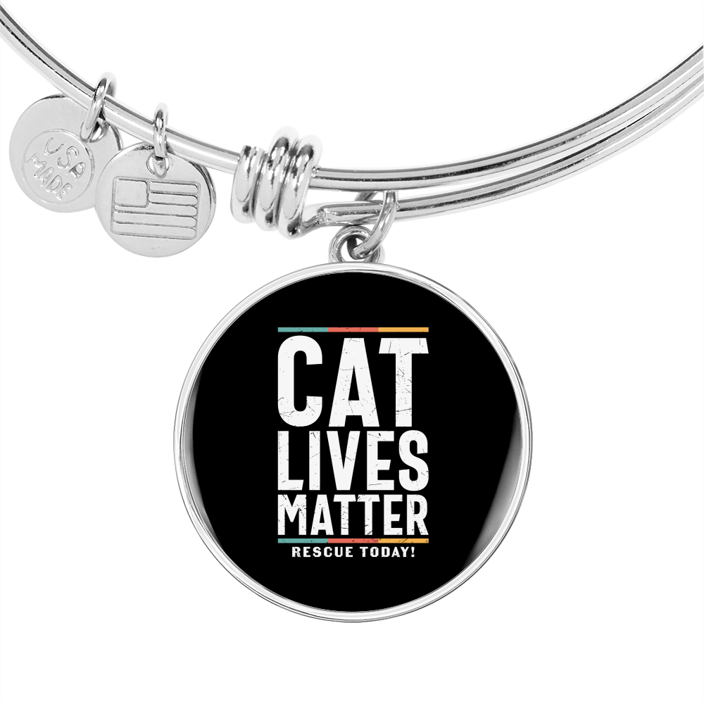 Cat Lives Matter Bracelet Stainless Steel or 18k Gold Circle Bangle-Express Your Love Gifts
