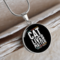 Cat Lives Matter Circle Necklace Stainless Steel or 18k Gold 18-22"-Express Your Love Gifts