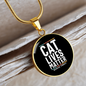 Cat Lives Matter Circle Necklace Stainless Steel or 18k Gold 18-22"-Express Your Love Gifts