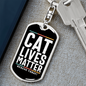 Cat Lives Matter Keychain Stainless Steel or 18k Gold Dog Tag Keyring-Express Your Love Gifts