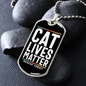 Cat Lives Matter Necklace Stainless Steel or 18k Gold Dog Tag 24" Chain-Express Your Love Gifts