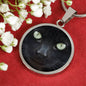 Cat Lover Necklace Black Cat Eyes Circle Pendant Stainless Steel or 18k Gold 18-22"-Express Your Love Gifts